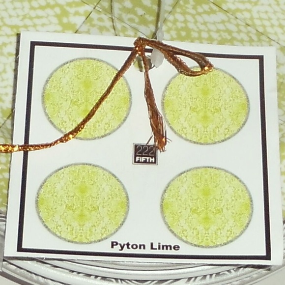 222 Fifth Pyton Lime Fine China Set of Four Appetizer Plates - New With Tags - Picture 5 of 5